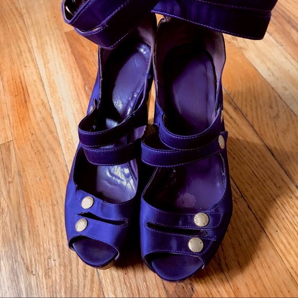 PATRIZIA PEPE purple satin platform wedges - Picture 5 of 14